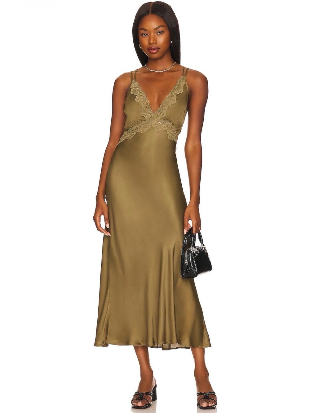 Spell Boudoir Slip Dress Olive Green NWT Size L